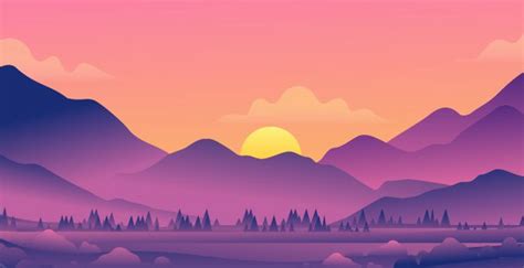 Desktop Wallpaper Beautiful Evening Landscape Forest Mountains