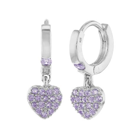In Season Jewelry 925 Sterling Silver Girls Small Hoop Cz Heart