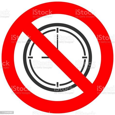 Forbidden Sign With Watch Icon Isolated On White Background Clock Is