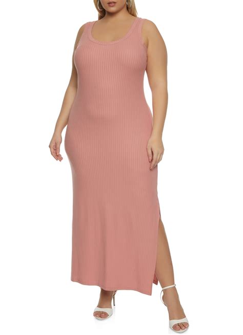 Plus Size Ribbed Knit Tank Maxi Dress