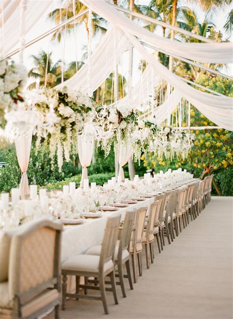 Reception Décor Photos - Romantic Open-Air Tent + Floral Suspension