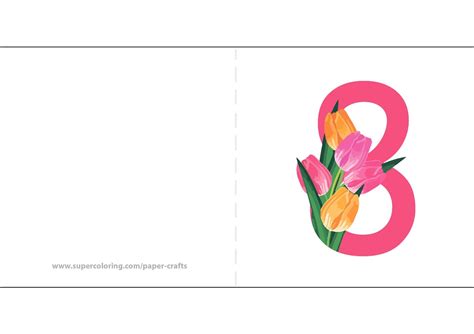 International Womens Day Card With Tulips Free Printable Papercraft