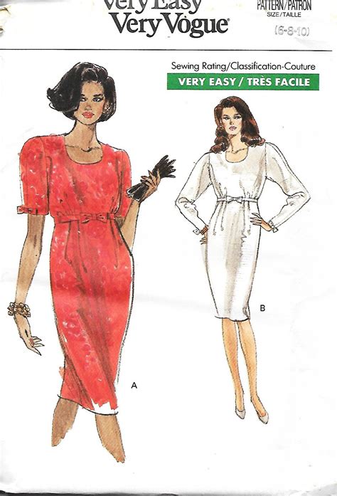 Vogue 7513 Misses Easy Raised Waist Dress With Bows Sewing Etsy