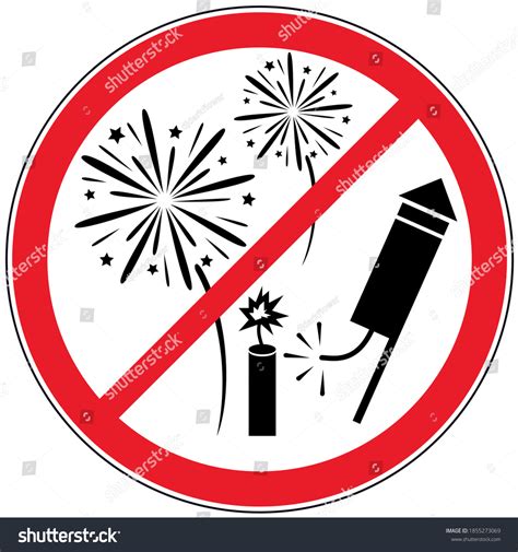 Fireworks Lighting Firecrackers Prohibited Red Prohibition Stock Vector