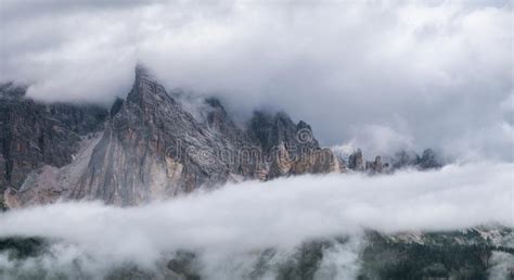 Mountain Panorama In The Dolomite Alps Italy Mountain Ridge In The