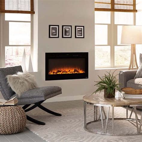 Touchstone Sideline 36 In Wall Mounted Recessed Electric Fireplace