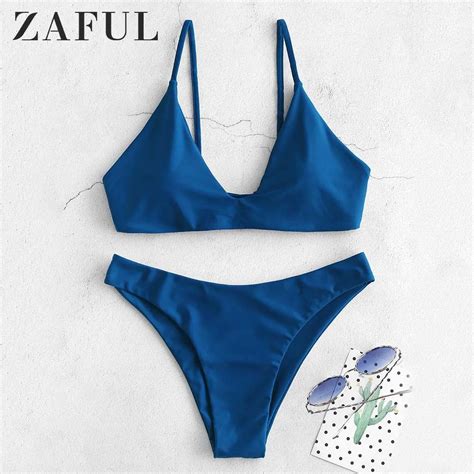 Zaful Bikini Rosegal Back Tie Bikini Set Padded Spaghetti Straps Solid