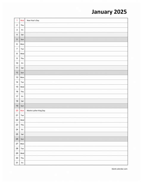 Monthly 2025 Calendars