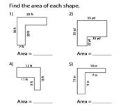 Find the area of the figure shown below. Area of Compound Shapes (Composite Shapes) Worksheets