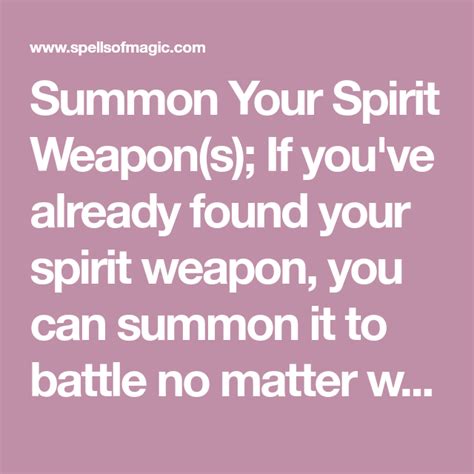 Summon Your Spirit Weapons Free Magic Spell Today Horoscope
