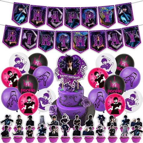 Wednesday Addams Birthday Party Decorations Party Supplies Cake Topper Decoration Set Fruugo UK
