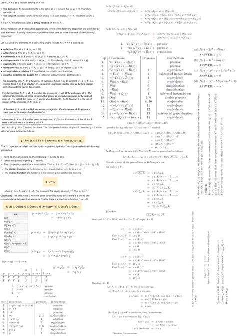 Cheatsheet Summary Discrete Mathematics I Macm 101 Sfu Studocu