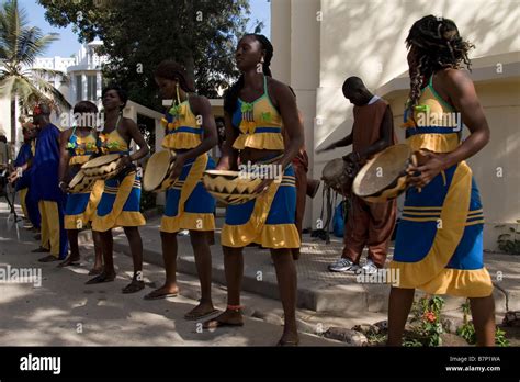 Performance By Traditional Music And Dance Group Dakar Senegal Stock