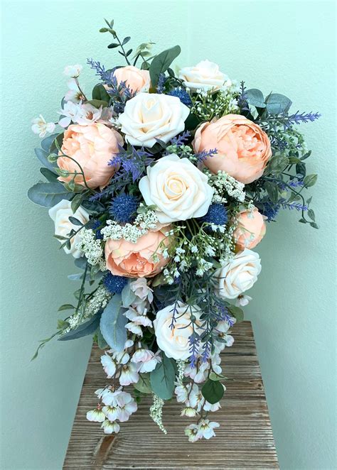 Cascade Wedding Bouquet Colorful Boho Bridal Bouquet Large Silk