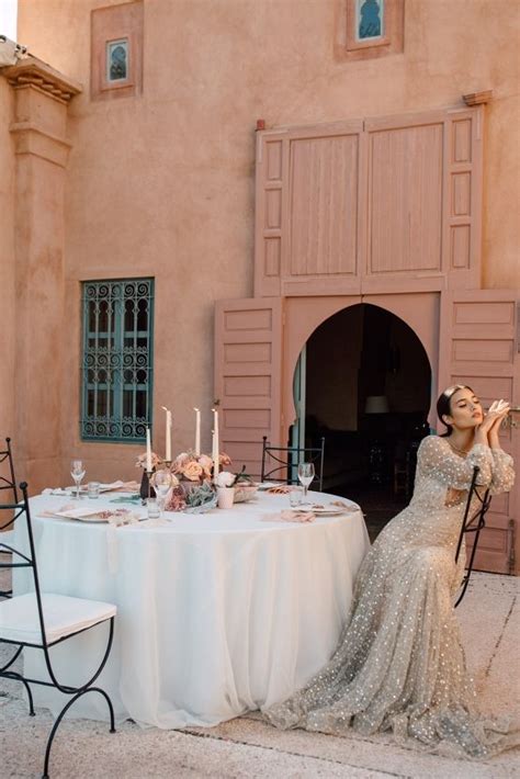 Sparkling And Modern Dusty Rose Wedding Ideas From Marrakech Making A Wedding Dress Destination