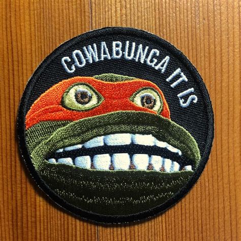 Cowabunga It Is Meme Turtle Patch Morale Iron On Or Hook And Etsy Canada