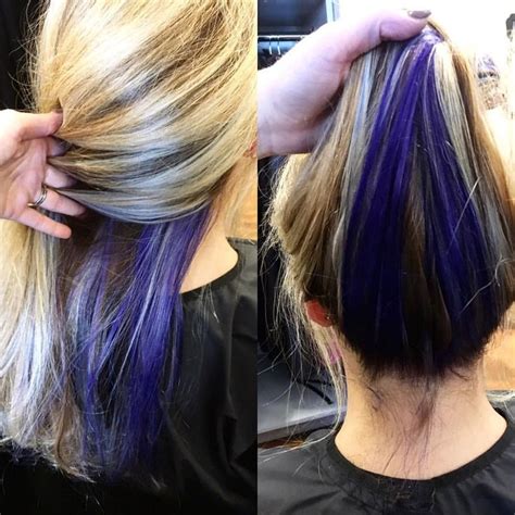 Pin a messy bun on top of your head if you want to show off those highlights and. Image result for fall hair colors 2017 purple stripe blond ...