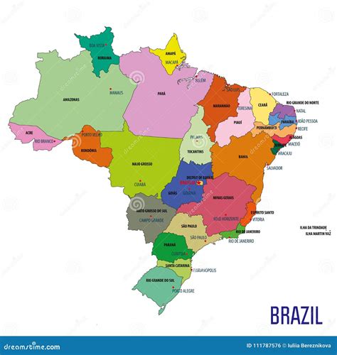 Mapa Político De Brasil Ilustração Do Vetor Ilustração De Vetor