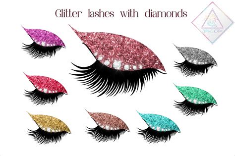 Glitter Lashes With Diamonds Clipart Illustrations Design