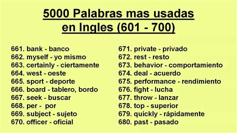 5000 Palabras Mas Usadas En Ingles 601 700 Youtube