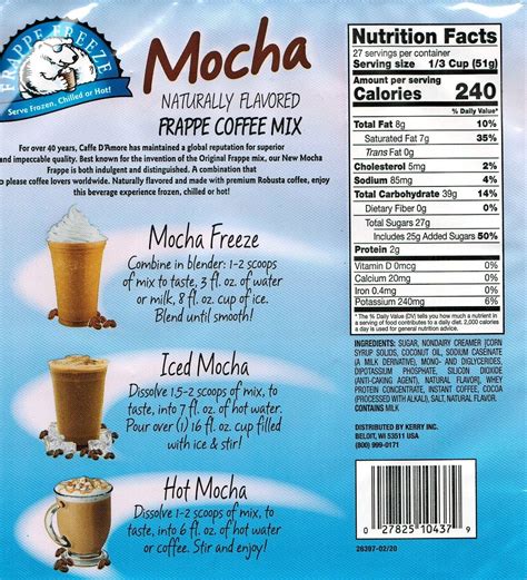 Caffe D'Amore Frappe Freeze Frappe Coffee Mix, Mocha, 3 Lb — Snackathon