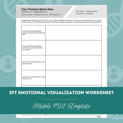 Eft Emotional Visualization Worksheet Editable Fillable Etsy