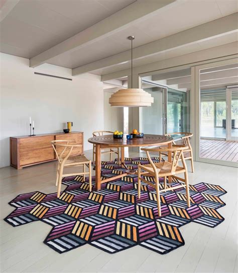 Wool Rug With Geometric Shapes Hexagon Kilim Collection By Gan Design