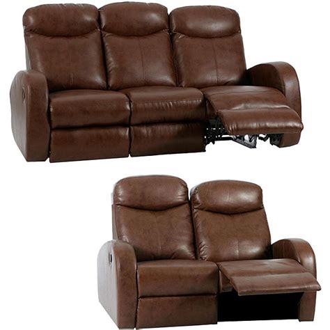 Troy 2 Piece Brown Faux Leather Reclining Sofa And Loveseat Set Free