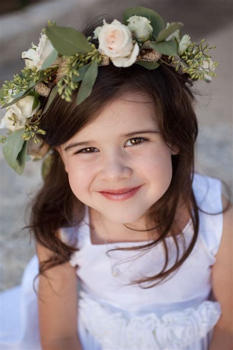 Hill Country Wedding By Sweet August Events Flower Girl Hairstyles Flower Girl Crown Flower Girl