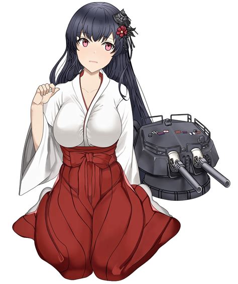 Long Hair Solo Anime Anime Girls Kantai Collection Fusou KanColle Black Hair Boobs