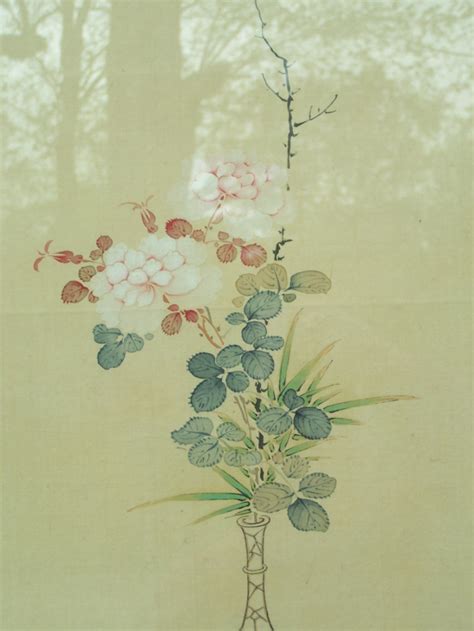 8153 19th Century Japanese Silk Scroll For Sale