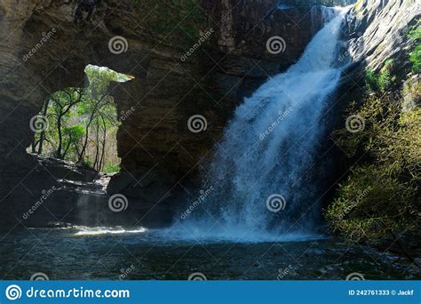 Waterfall La Foradada De Cantonigros Stock Image Image Of Pond