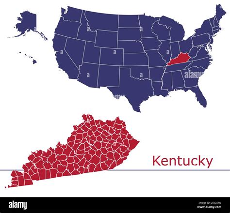 Carte Vectorielle Des Comtés Du Kentucky Avec Usa Map Colors National