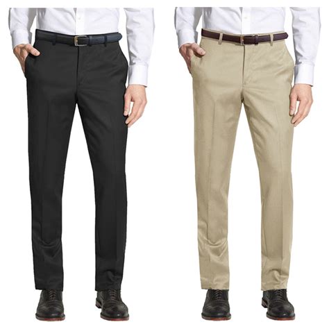 2 Pack Mens Slim Fit Belted Dress Pants Belt W Buckle Included Tanga