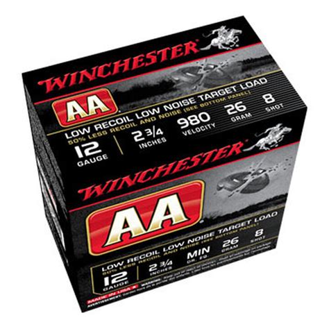 Winchester Aa Target Low Recoil Low Noise 12 Ga 2 34 26 Grain