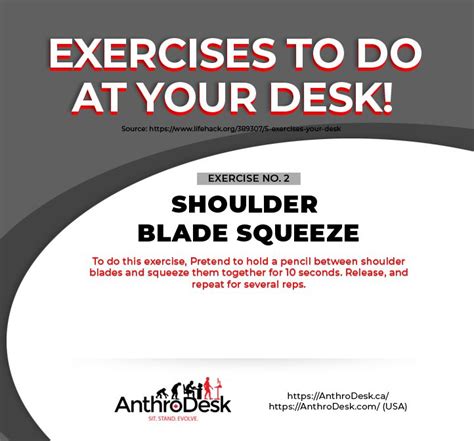An Advertisement With The Words Exercise To Do At Your Desk On It S Side