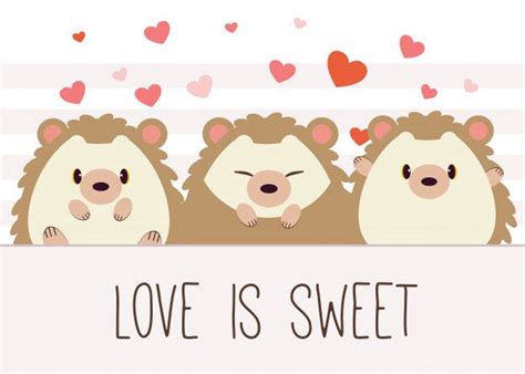 Character Of Cute Hedgehog With Pattern Of Heart And Text Of Love Is