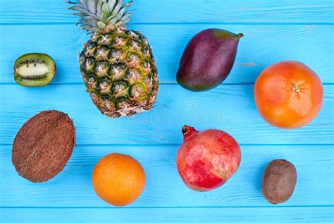 Variety Of Tropical Fruits Top View Stock Photo Image Of Health