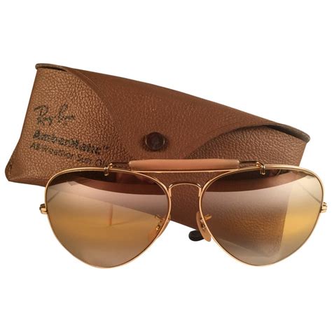 New Vintage Ray Ban Aviator Gold Ambermatic Double Mirror 1970 S Bandl Sunglasses At 1stdibs Ray
