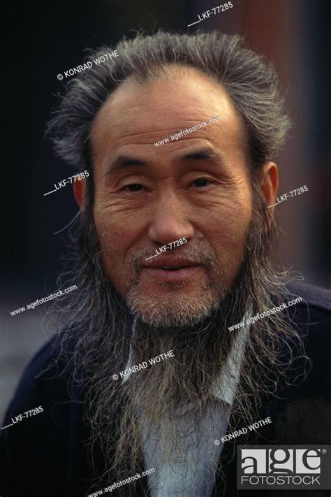 Older Chinese Man With Beard Local Man Shanghai China Stock Photo