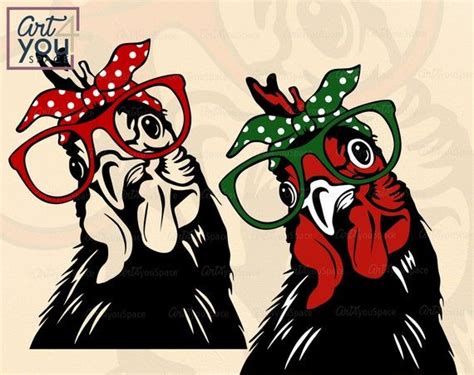 8| i want to steal your mad art skillz. Chicken with bandana glasses Svg files for cricut clipart ...
