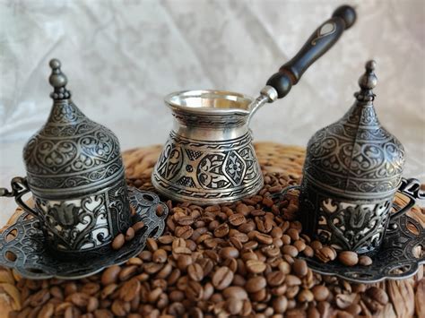 Turkish Coffee Set Greek Coffee Set Copper Coffee Pot Etsy
