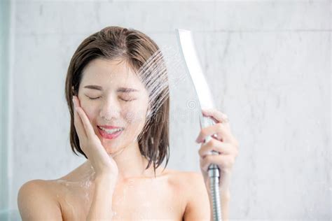 Asian Woman Take A Shower Stock Photo Image Of Bathroom