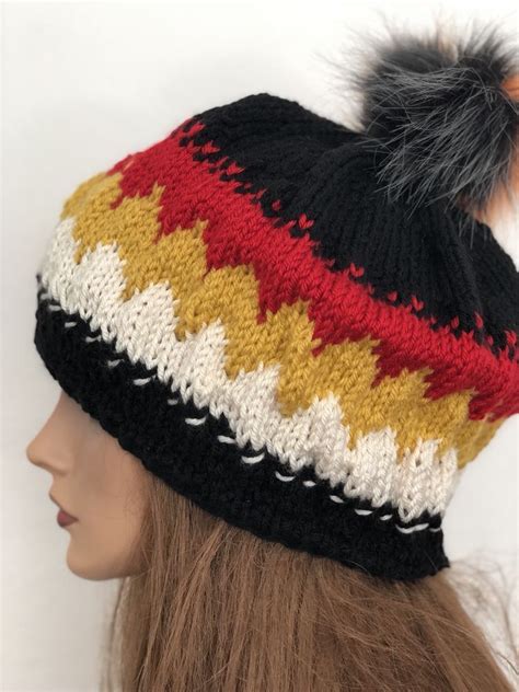 Hand Knits 2 Love Hat Beanie Slouch Designer Fashion Flames Sunset Hip
