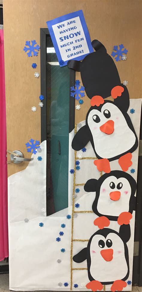 penguin winter classroom door decorating holiday door decorations school door decorations