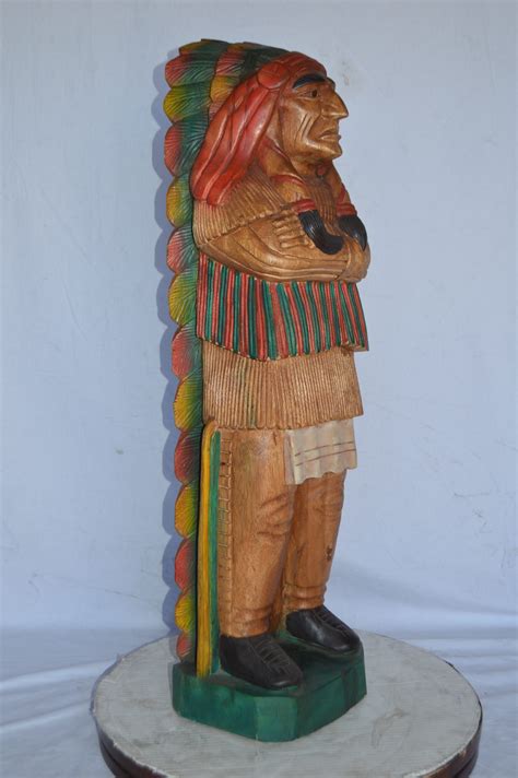 Indian Chief Made Of Wood Statue Large Size 12l X 9w X 40h Nifao