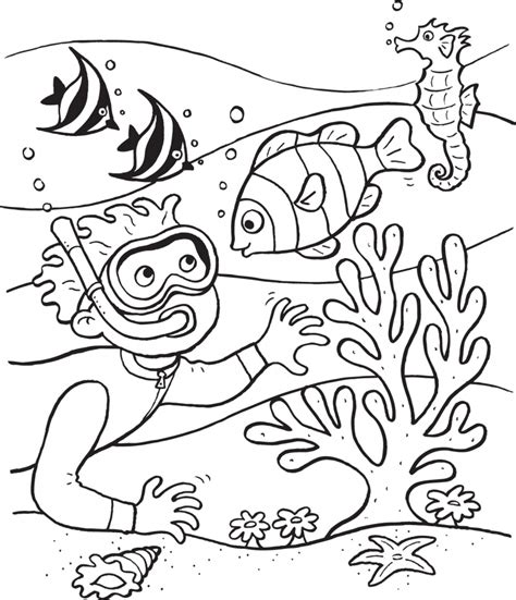 Fish coloring pages fashion drawing ocean animals vector image. Free Printable Ocean Coloring Pages For Kids