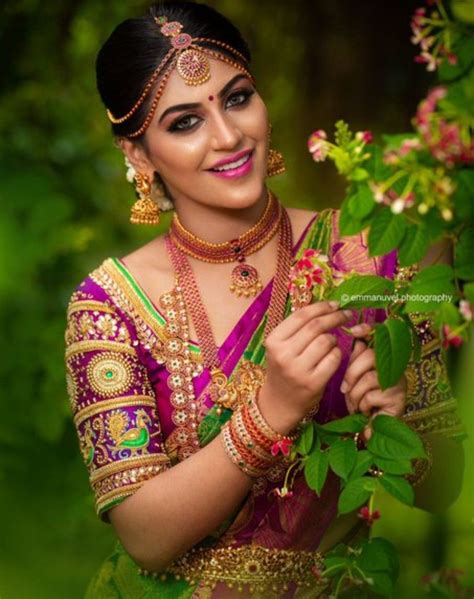 yashika anand in gorgeous green and magenta silk saree bridal look bridal makeup bri… wedding