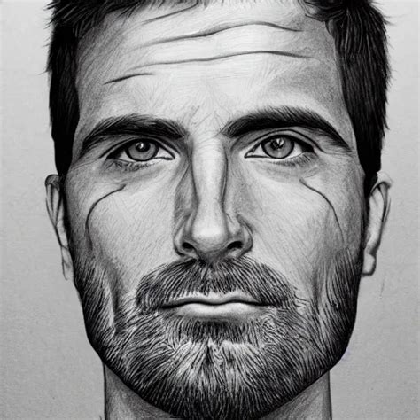 Handsome Man Face Age 3 0 Pencil Drawing Detailed Stable