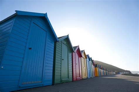 Free Stock Photo 7850 Row Of Brightly Coloured Beach Huts Freeimageslive